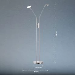 Lampadaire LED Lunia à Deux Lampes, Nickel Mat -Déco Lumière Soldes 10008493 2