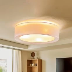 Euluna Tibu Plafonnier, Tissu, Ø50 cm, Cappuccino