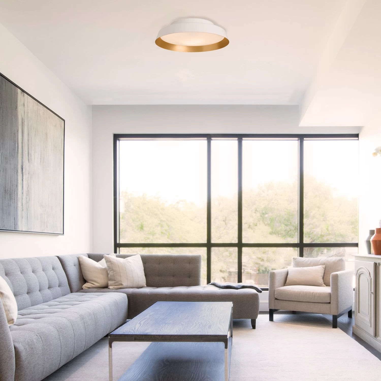 Plafonnier LED Boop! Ø37 cm Blanc/doré 2 Plafonnier LED Boop! Ø37 cm Blanc/doré – Image 2