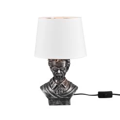 Lampe à Poser Albert Forme Buste, Argentée/blanche -Déco Lumière Soldes 10012376 2