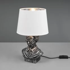 Lampe à Poser Albert Forme Buste, Argentée/blanche -Déco Lumière Soldes 10012376 4