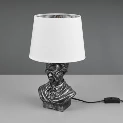 Lampe à Poser Albert Forme Buste, Argentée/blanche -Déco Lumière Soldes 10012376 5