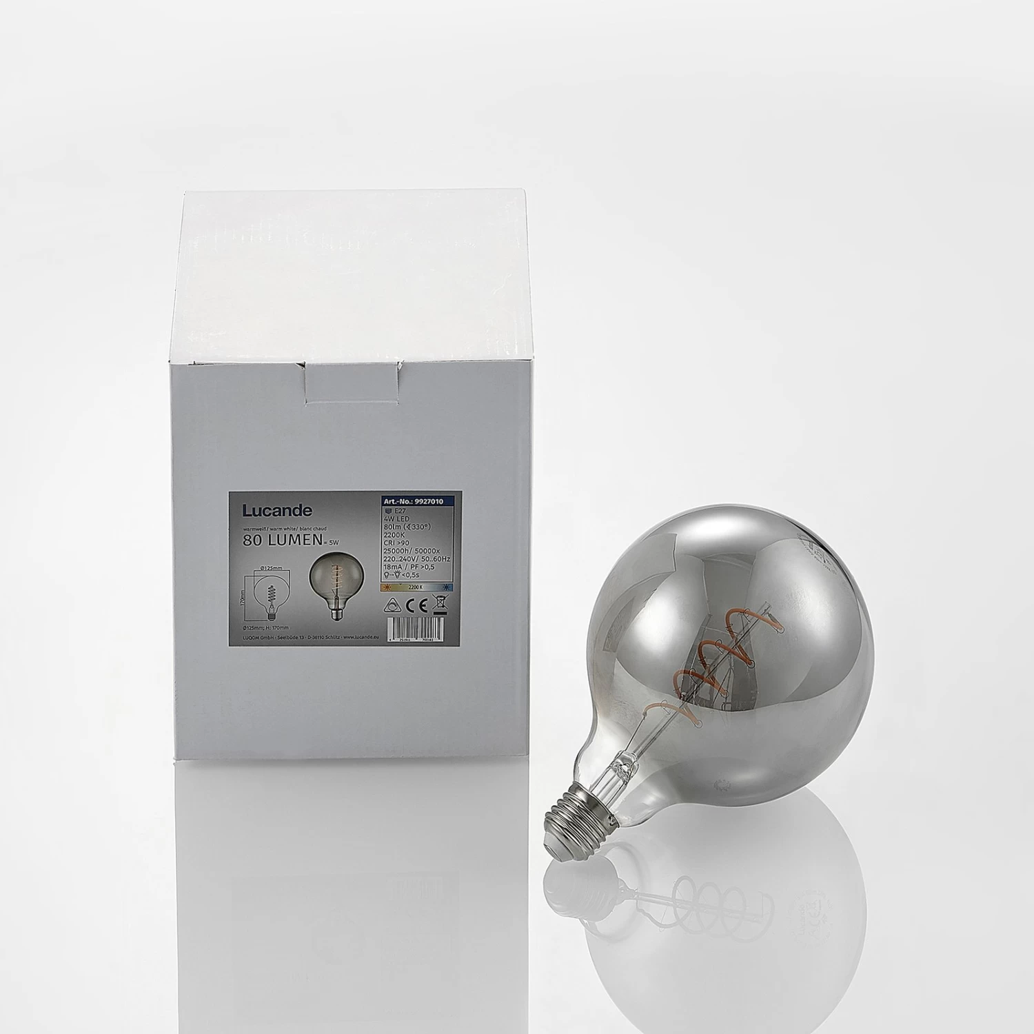 Lucande LED E27 G125 4 W 1 800 K Dim Fumée X2 8 Lucande LED E27 G125 4 W 1 800 K Dim Fumée X2 – Image 8