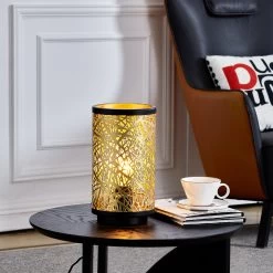 Lindby Yonah Lampe à Poser Métal Noire Dorée