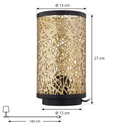 Lindby Yonah Lampe à Poser Métal Noire Dorée -Déco Lumière Soldes 10012894 3