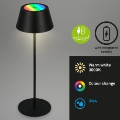 Lampe LED Kiki Batterie RGBW, Noire -Déco Lumière Soldes 10015126 3