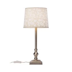 PR Home Lisa Lampe Table Chromé Mat/beige Fleuri