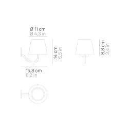 Zafferano Poldina Applique Batterie IP54 Gris -Déco Lumière Soldes 10016375 3