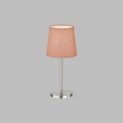 Lampe à Poser Eve Abat-jour Lin Nickel/rose -Déco Lumière Soldes 10017478 2
