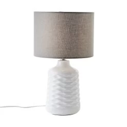 BRILLIANT Lampe De Table Ilysa, Tissu Gris, Céramique Blanc