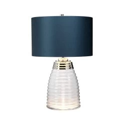 Lampe De Table Milne Verre/tissu Bleue -Déco Lumière Soldes 10018548 2