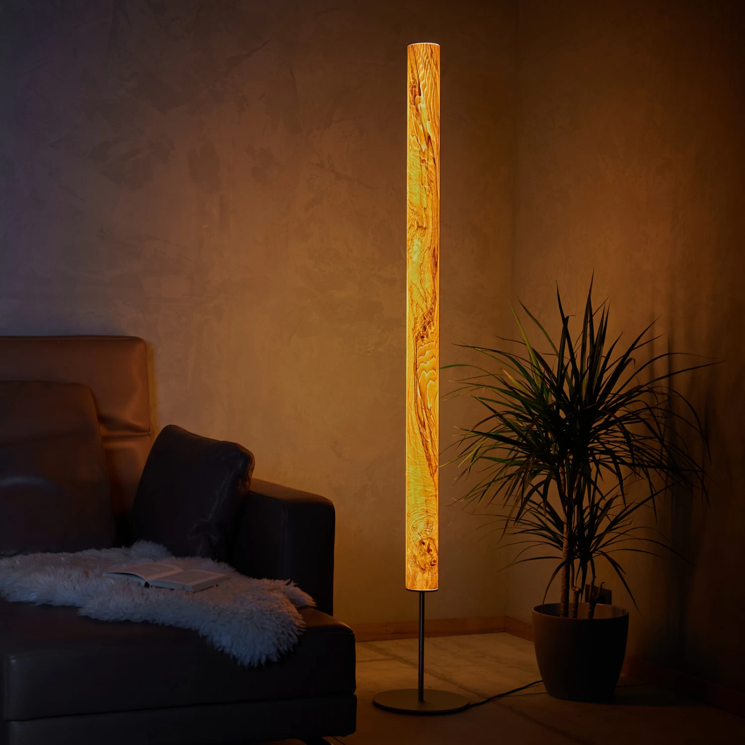 LeuchtNatur Gracia, Avec Tige, Frêne Olivier, Noir 2 LeuchtNatur Gracia, Avec Tige, Frêne Olivier, Noir – Image 2