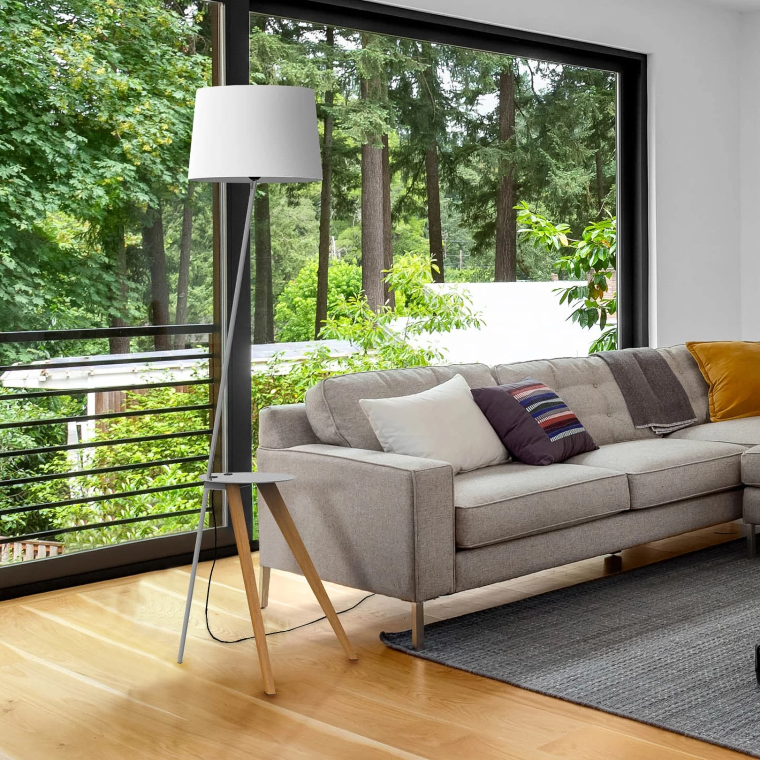 Aluminor Trio Lampadaire Avec Tablette Et USB 3 Aluminor Trio Lampadaire Avec Tablette Et USB – Image 3