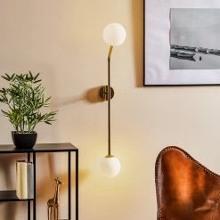 Applique Pure, 2 Lampes, Dorée, Verticale