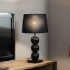 Lampe à Poser En Tissu Fulda, Décor Verre, Noire