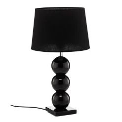 Lampe à Poser En Tissu Fulda, Décor Verre, Noire -Déco Lumière Soldes 1089041 3