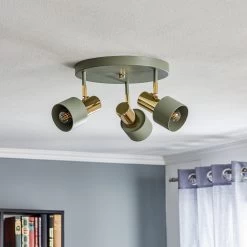 Spot Pour Plafond Destin, à 3 Lampes, Vert/laiton 11 Spot Pour Plafond Destin, à 3 Lampes, Vert/laiton -Déco Lumière Soldes 1089085 2