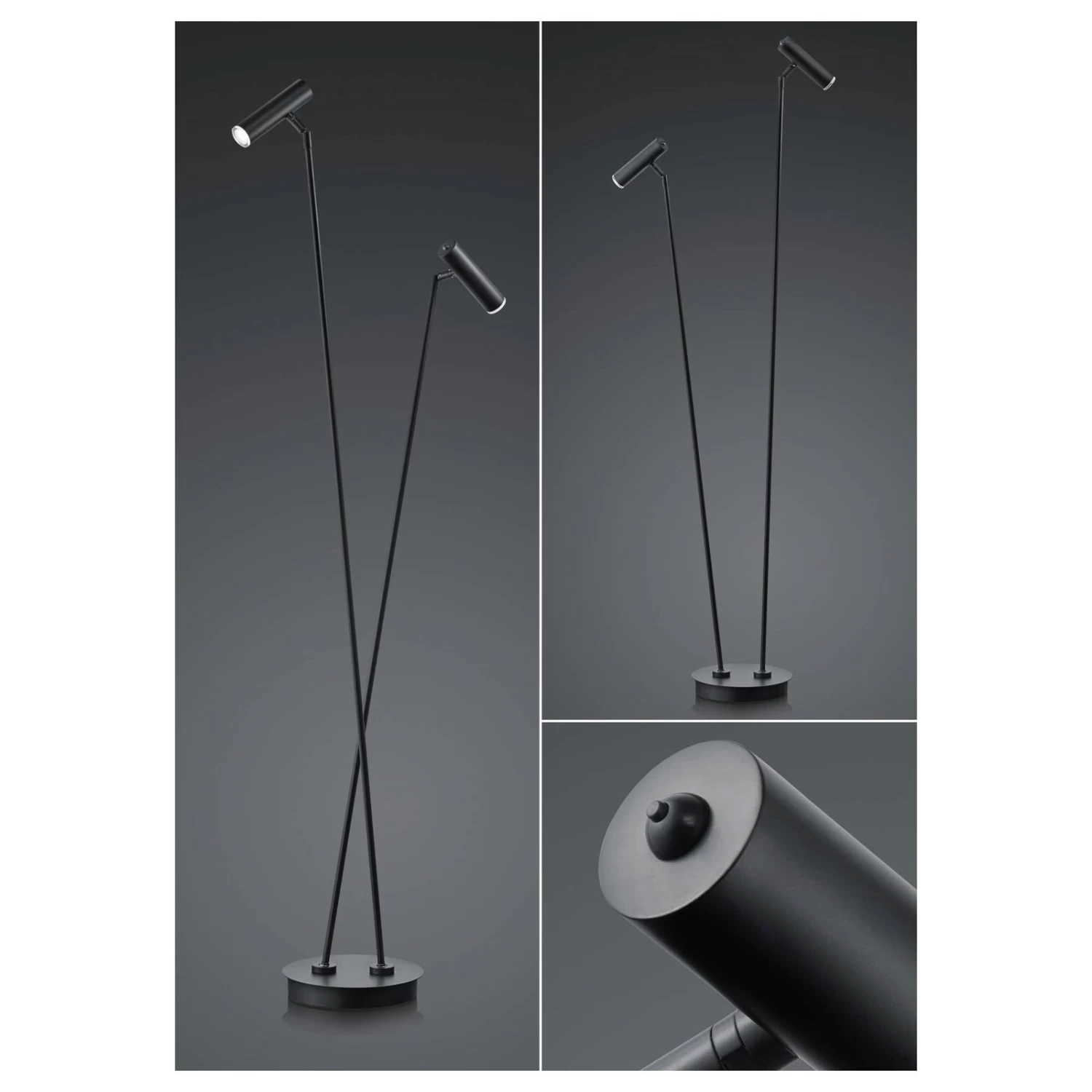 Lampadaire LED Tom, à 2 Lampe, Noir 3 Lampadaire LED Tom, à 2 Lampe, Noir – Image 3