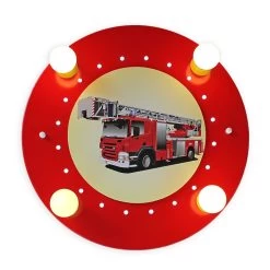 Plafonnier Camion Pompier, Rouge-jaune, 4 Lampes
