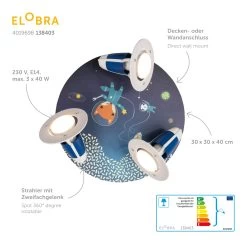 Plafonnier Rond Space Mission, Bleu -Déco Lumière Soldes 3062128 2