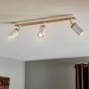 Spot Pour Plafond Elba Détails Bois 3 Lampes Blanc