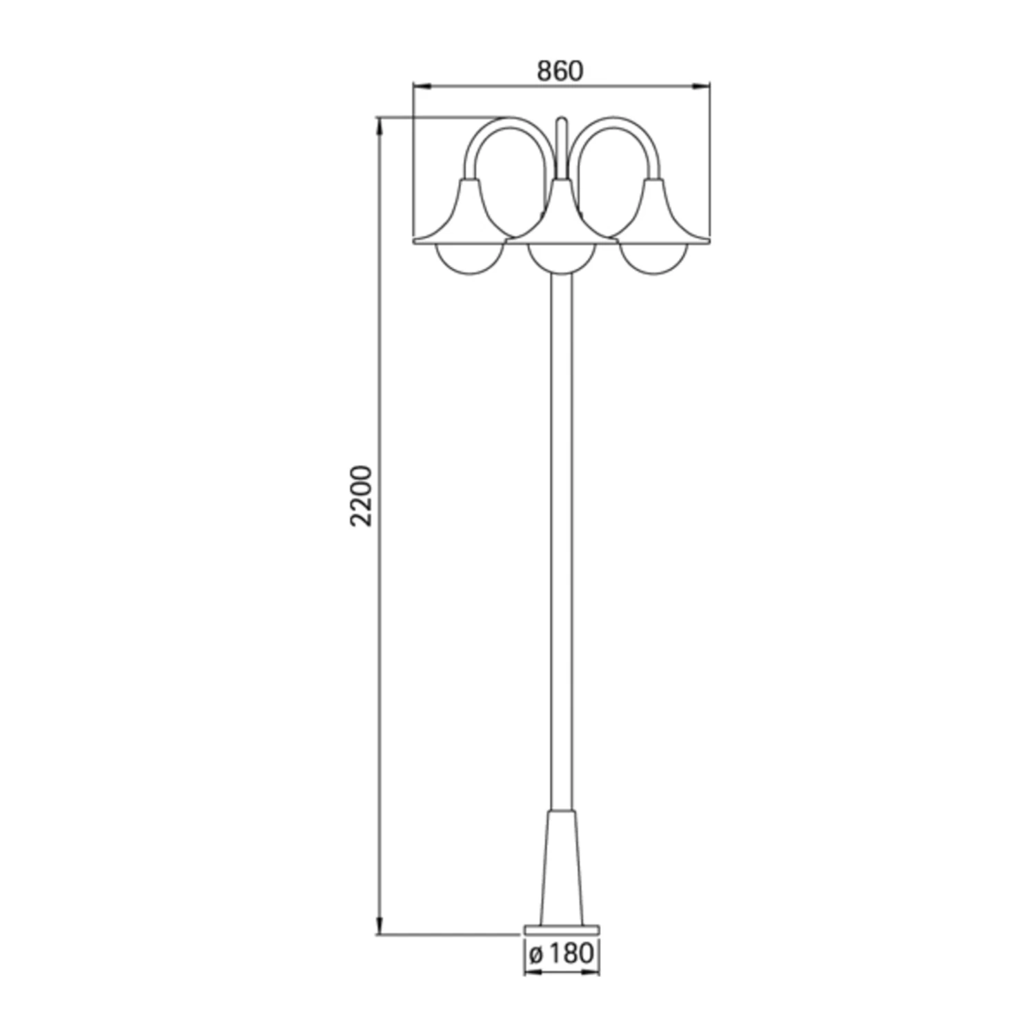 Lampadaire élégant 171 Noir à 3 Lampes 2 Lampadaire élégant 171 Noir à 3 Lampes – Image 2