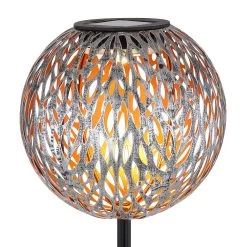 Globo Lampe Déco Solaire LED 33626 Piquet Gris Argenté -Déco Lumière Soldes 4015370 4