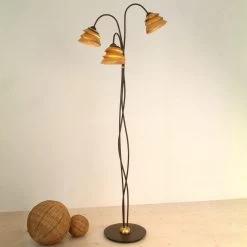 Impressionant Lampadaire SNAIL 3 Amp. Brun Et Doré