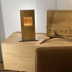 HerzBlut Pan Lampe à Poser LED, Chêne Huilé, Dim -Déco Lumière Soldes 4543217 4