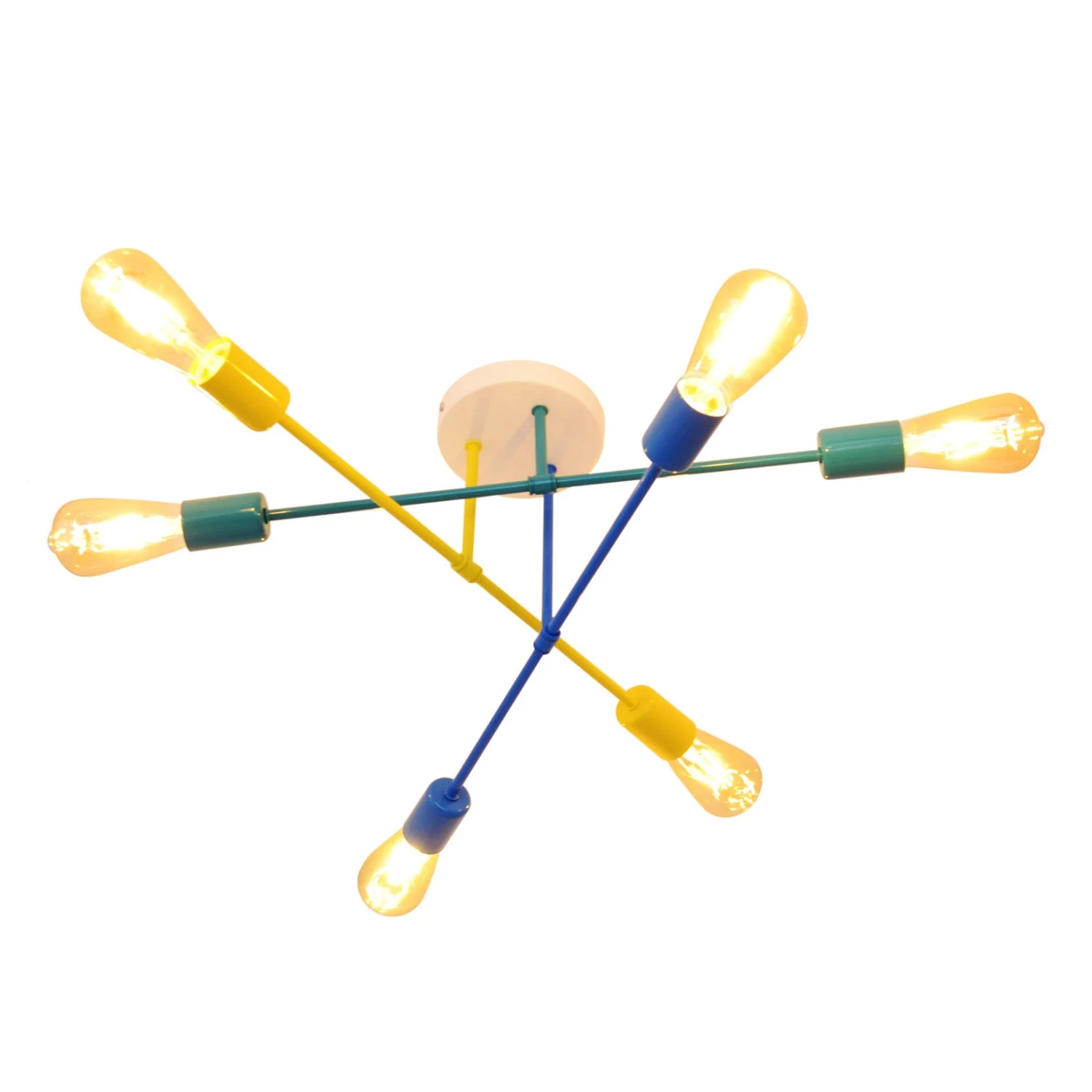 Plafonnier Cambridge, X6, Bleu-jaune-turquoise 2 Plafonnier Cambridge, X6, Bleu-jaune-turquoise – Image 2