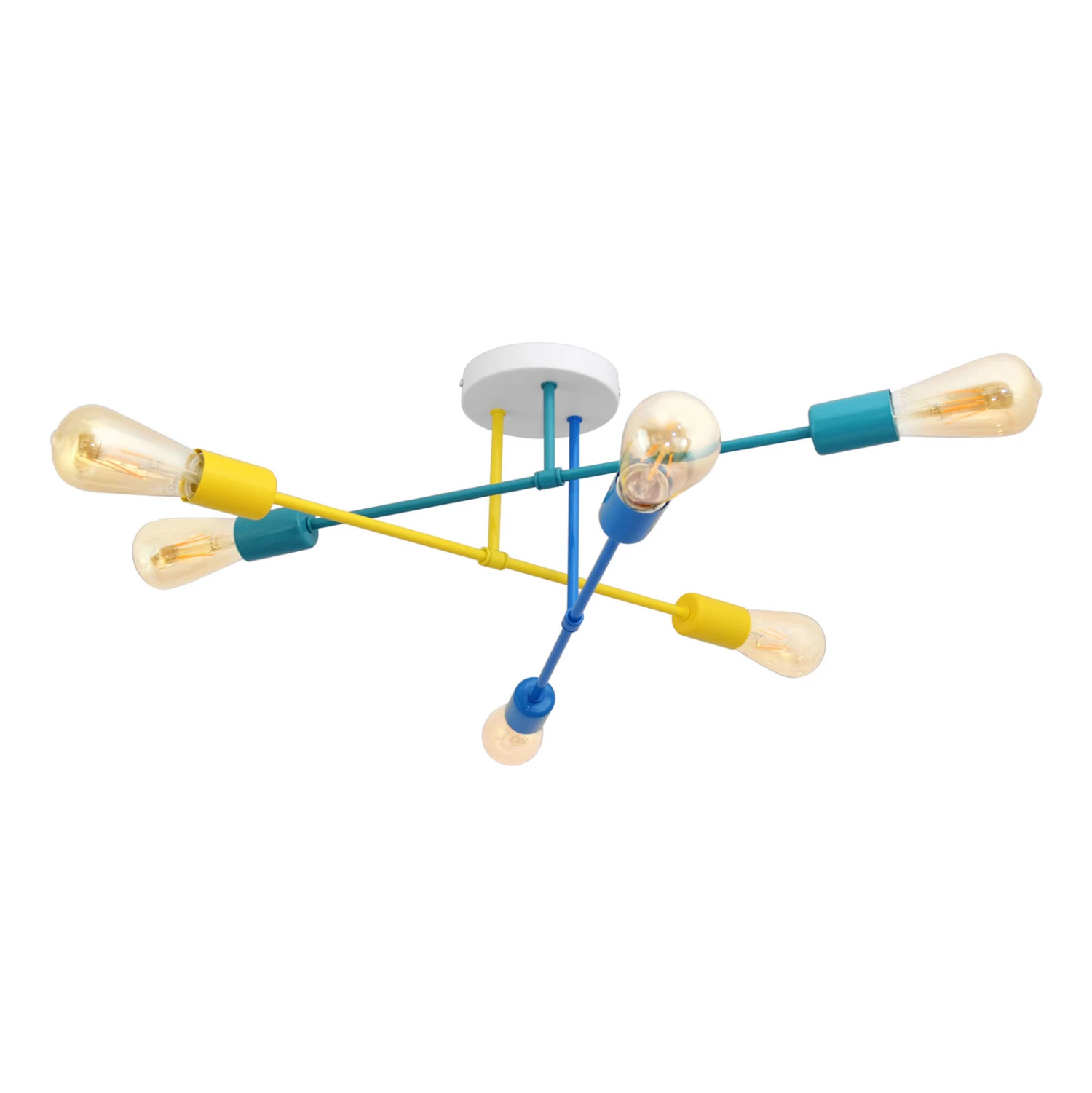 Plafonnier Cambridge, X6, Bleu-jaune-turquoise 5 Plafonnier Cambridge, X6, Bleu-jaune-turquoise – Image 5