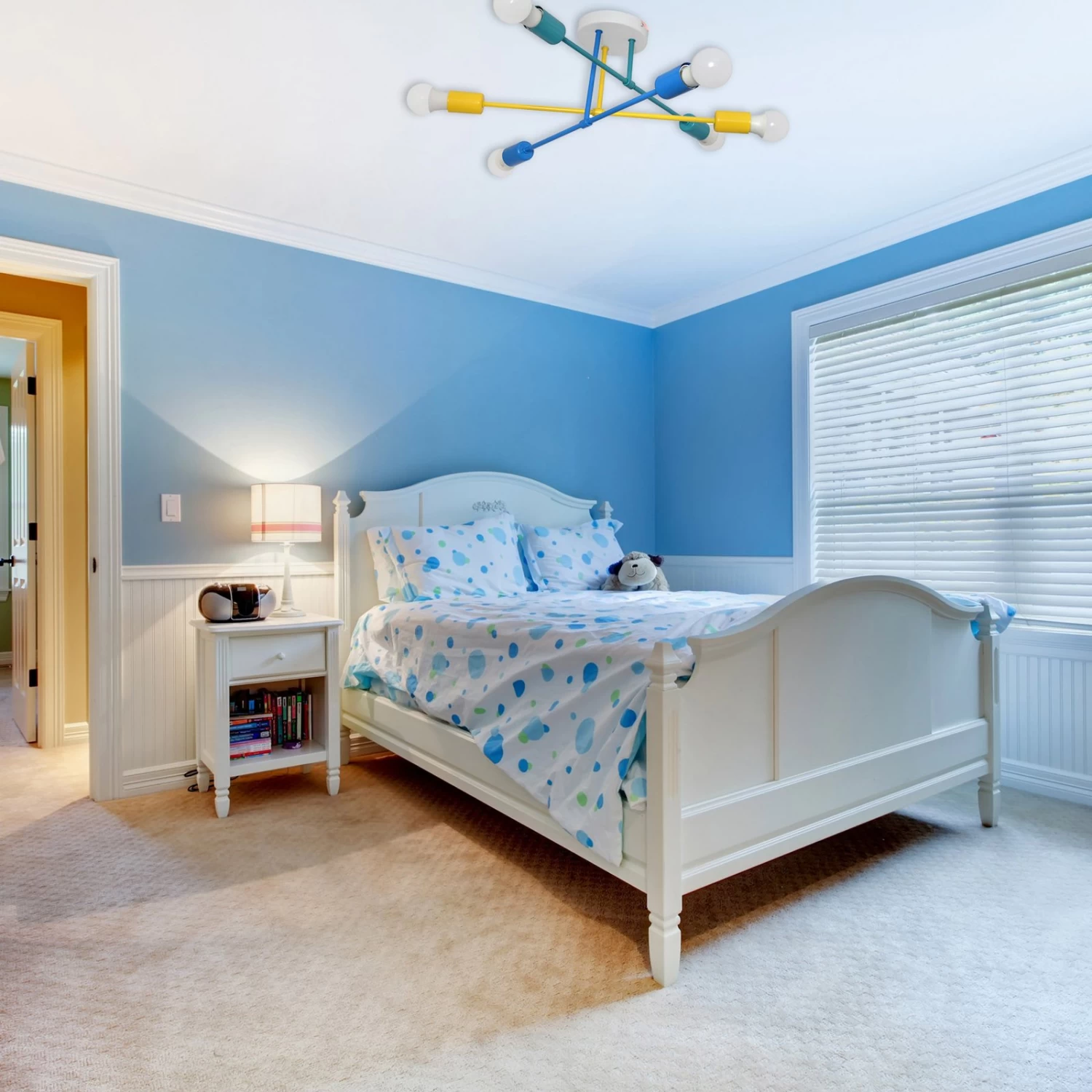 Plafonnier Cambridge, X6, Bleu-jaune-turquoise 8 Plafonnier Cambridge, X6, Bleu-jaune-turquoise – Image 8