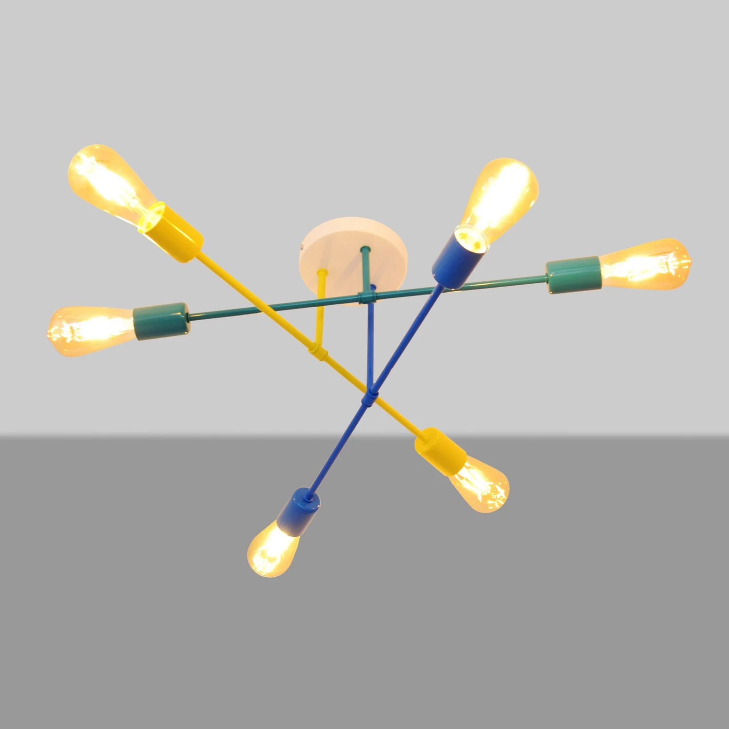 Plafonnier Cambridge, X6, Bleu-jaune-turquoise 1 Plafonnier Cambridge, X6, Bleu-jaune-turquoise