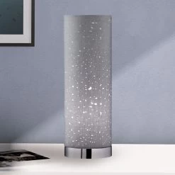 Lampe à Poser Thor, Hauteur 35 cm, Grise/chromée