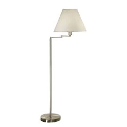 Lampadaire Hilton, Abat-jour Tissu Blanc, Nickel