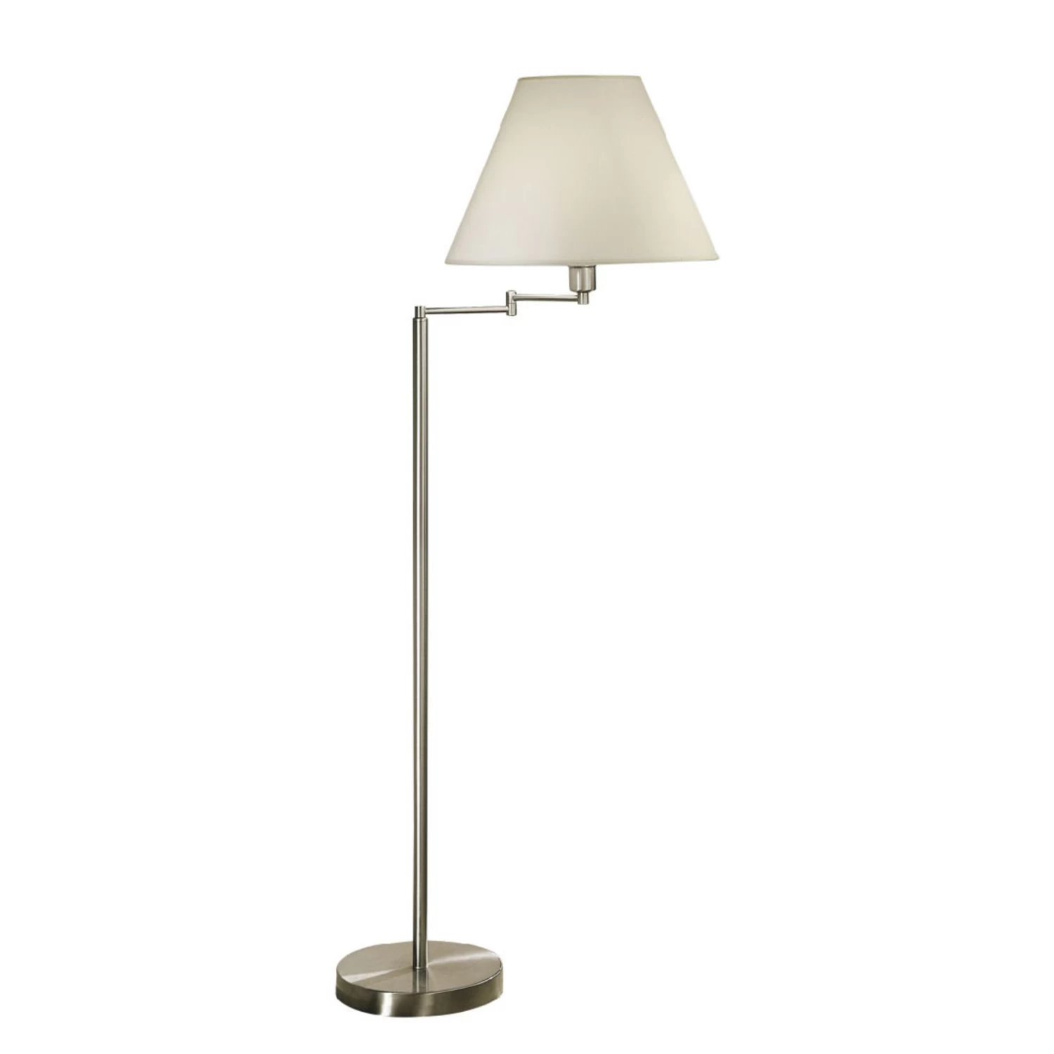 Lampadaire Hilton, Abat-jour Tissu Blanc, Nickel 1 Lampadaire Hilton, Abat-jour Tissu Blanc, Nickel