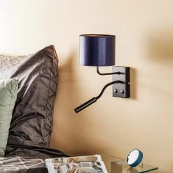 Applique Soho, Cylindrique, Liseuse Bleue/dorée -Déco Lumière Soldes 6111438 2