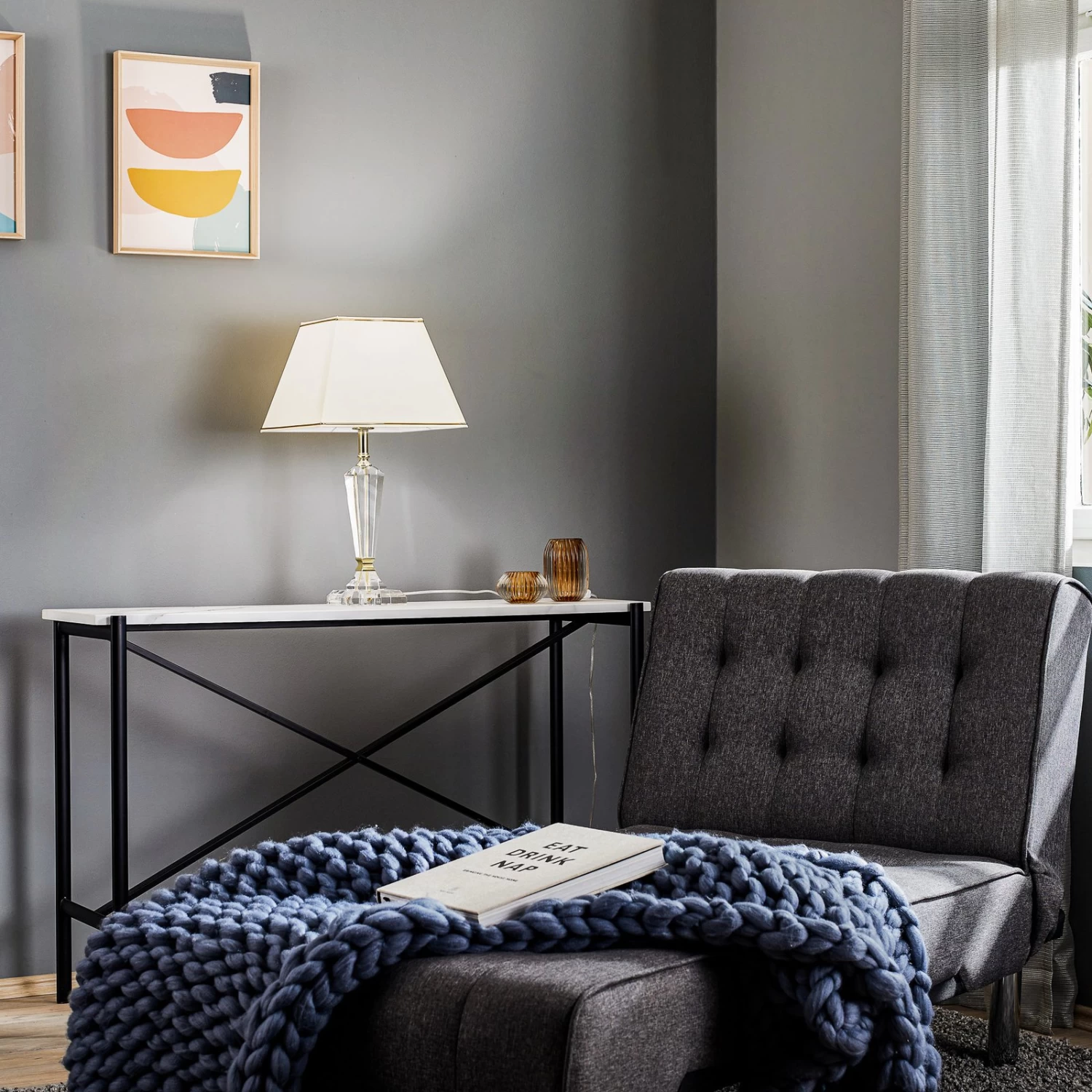 Lampe à Poser Veronique, Pied étroit, Crème/doré 2 Lampe à Poser Veronique, Pied étroit, Crème/doré – Image 2