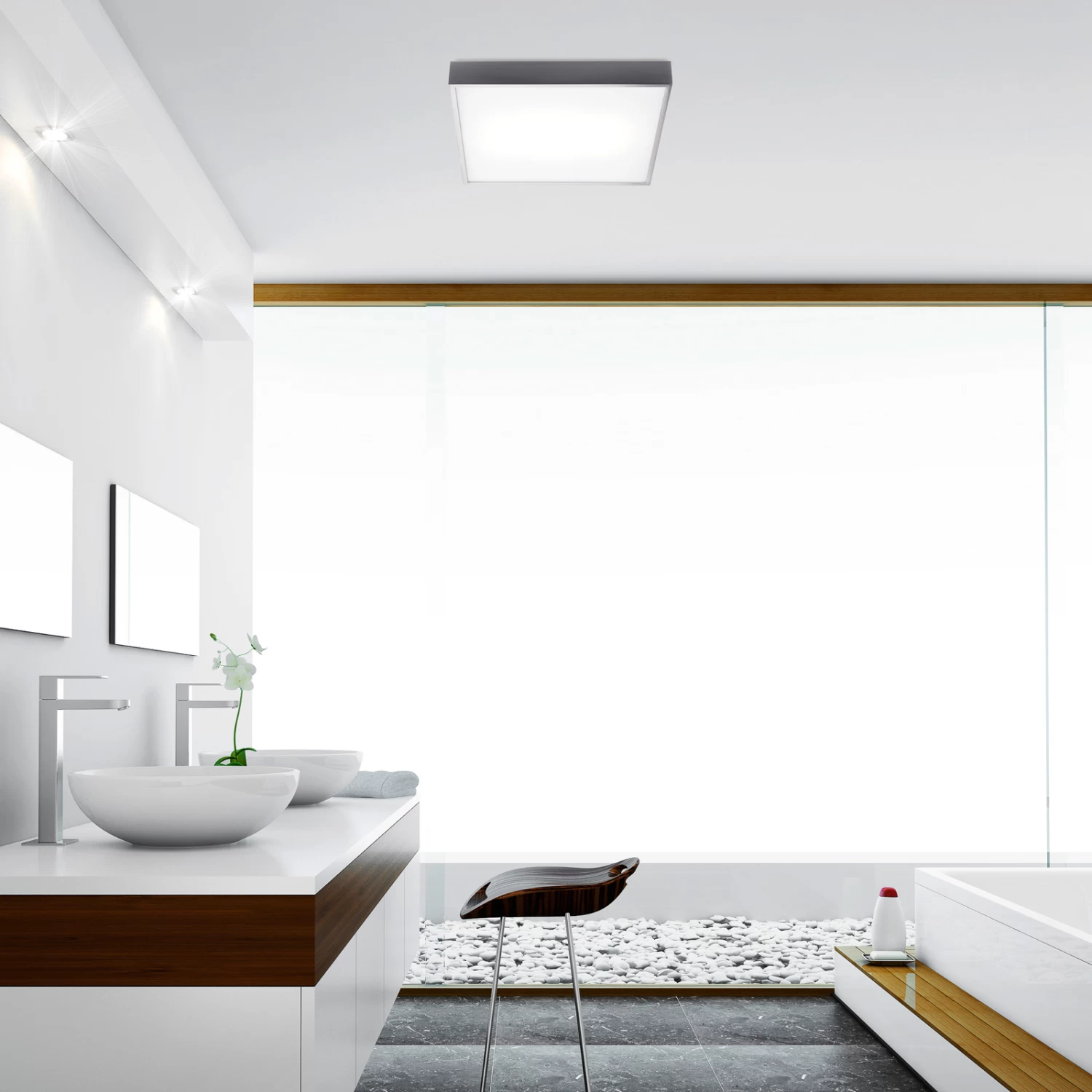 Plafonnier Apolo, IP44, 50 cm, Nickel 2 Plafonnier Apolo, IP44, 50 cm, Nickel – Image 2