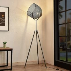 Lindby Monigo Lampadaire En Fer Et Bois