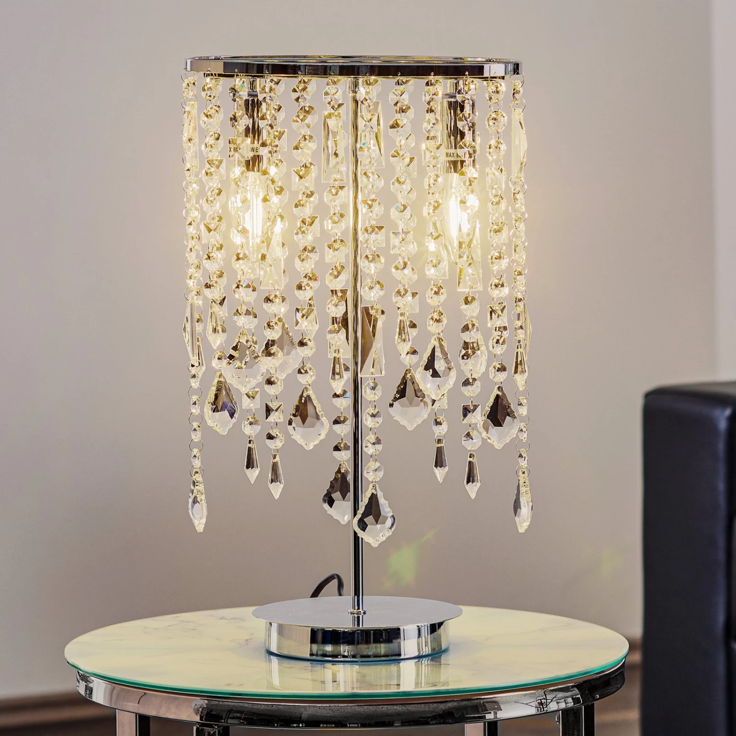 Lampe à Poser Laila Pendentif Cristal à 2 Lampes 1 Lampe à Poser Laila Pendentif Cristal à 2 Lampes