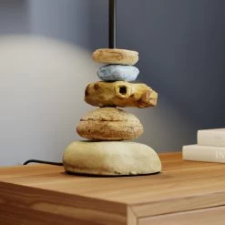 Lampe Vera, Abat-jour Tissu Et Décor Pierre, 38 cm 12 Lampe Vera, Abat-jour Tissu Et Décor Pierre, 38 cm -Déco Lumière Soldes 8603079 3