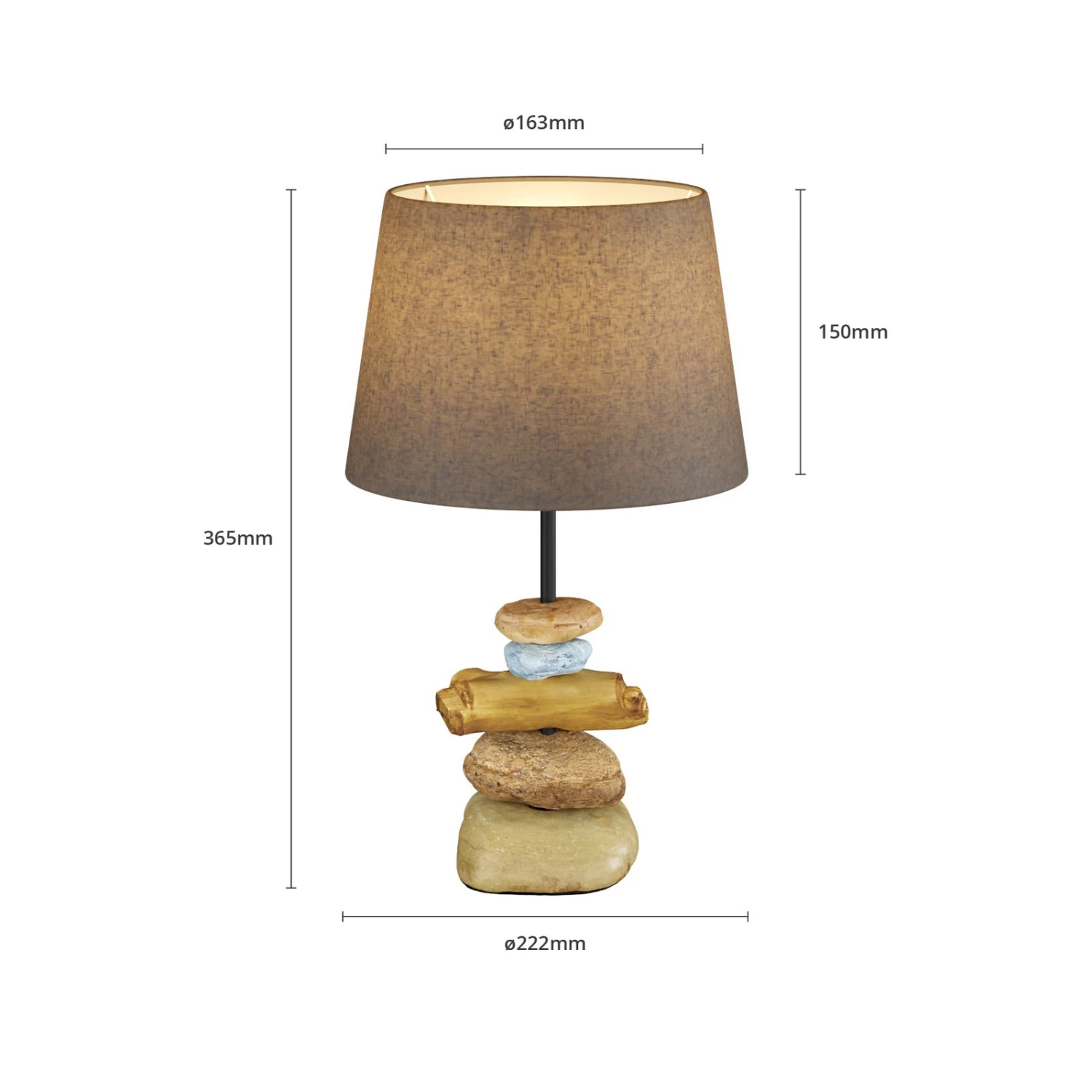 Lampe Vera, Abat-jour Tissu Et Décor Pierre, 38 cm 7 Lampe Vera, Abat-jour Tissu Et Décor Pierre, 38 cm – Image 7