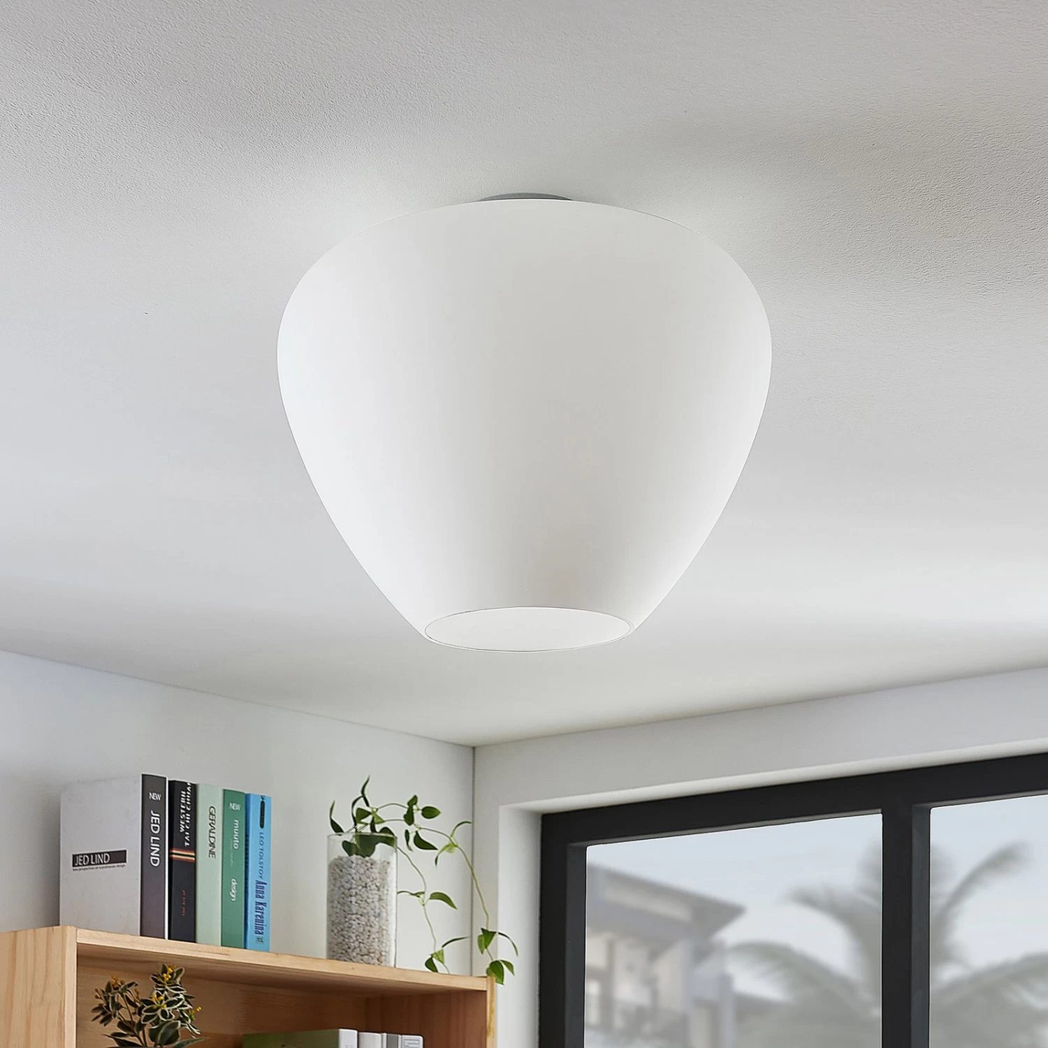 Plafonnier Bibiane En Verre, Blanc Opale 3 Plafonnier Bibiane En Verre, Blanc Opale – Image 3