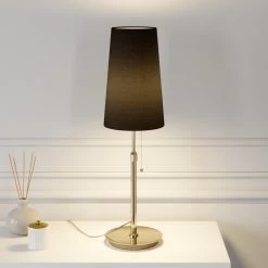 Lucande Pordis Lampe à Poser, Laiton-noir