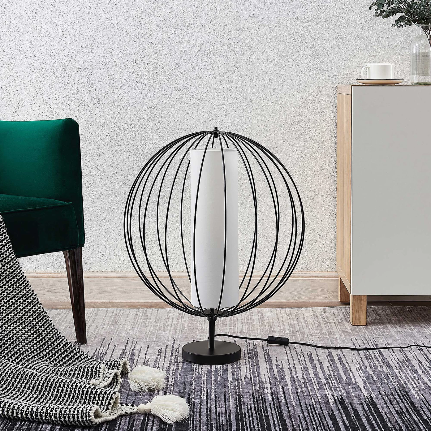 Lindby Koriko Lampe à Poser Abat-jour Cage Rond 3 Lindby Koriko Lampe à Poser Abat-jour Cage Rond – Image 3