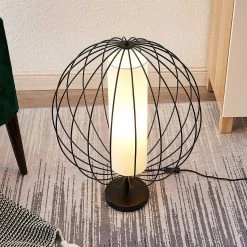 Lindby Koriko Lampe à Poser Abat-jour Cage Rond