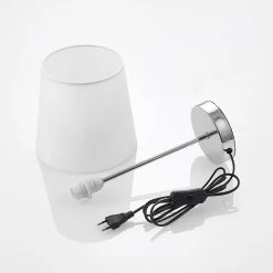 Lindby Leza Lampe à Poser Chromée, Abat-jour Blanc -Déco Lumière Soldes 9626845 7