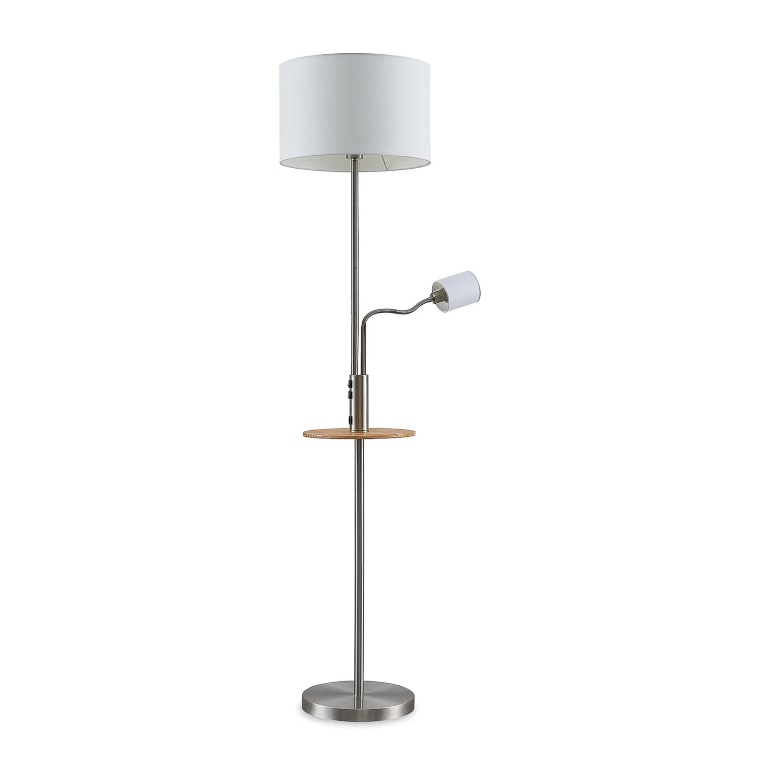 Lindby Aovan Lampadaire à Tablette Et USB, Nickel 4 Lindby Aovan Lampadaire à Tablette Et USB, Nickel – Image 4