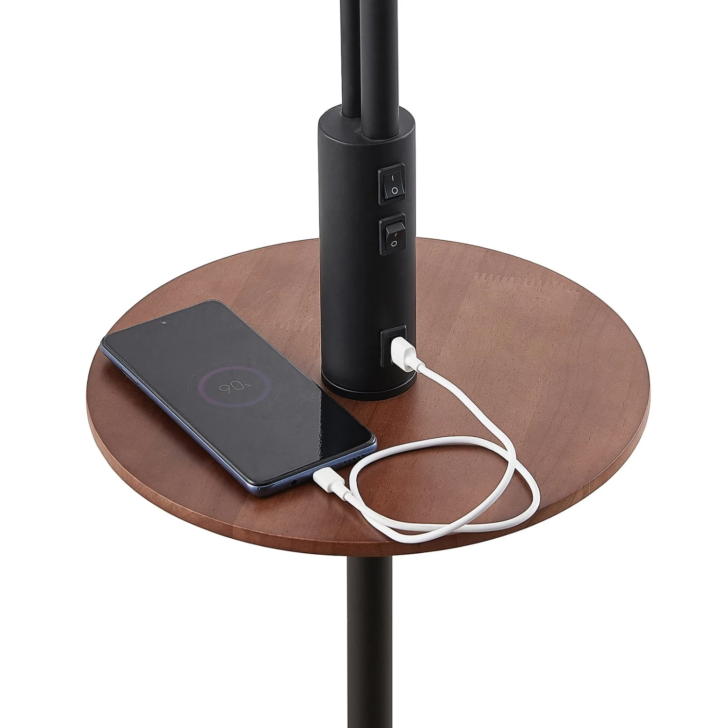 Lindby Aovan Lampadaire à Tablette Et USB, Noir 5 Lindby Aovan Lampadaire à Tablette Et USB, Noir – Image 5